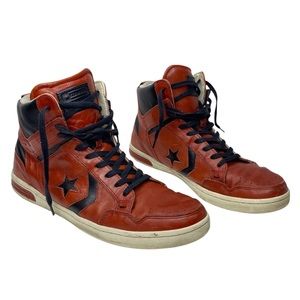 Converse x John Varvatos Leather High Top Trainers in Red Burgundy 10.5